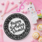 Black/White 85th Random Number Pattern ペーパープレート (パーティー)