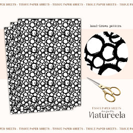 Black White Abstract Circles Collage Tissue Paper 薄葉紙