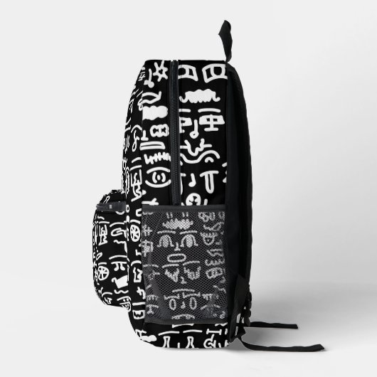 Black & White Abstract Doodle Backpack – Modern Mi プリントバックパック (右)