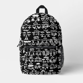 Black & White Abstract Doodle Backpack – Modern Mi プリントバックパック