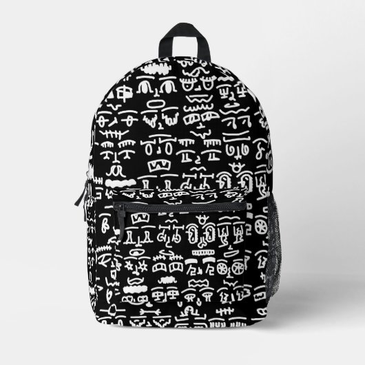 Black & White Abstract Doodle Backpack – Modern Mi プリントバックパック (正面)