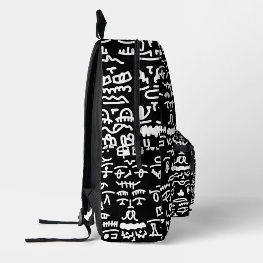 Black & White Abstract Doodle Backpack – Modern Mi プリントバックパック (左)
