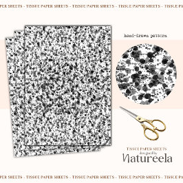 Black White Abstract Splashes Collage Tissue Paper 薄葉紙
