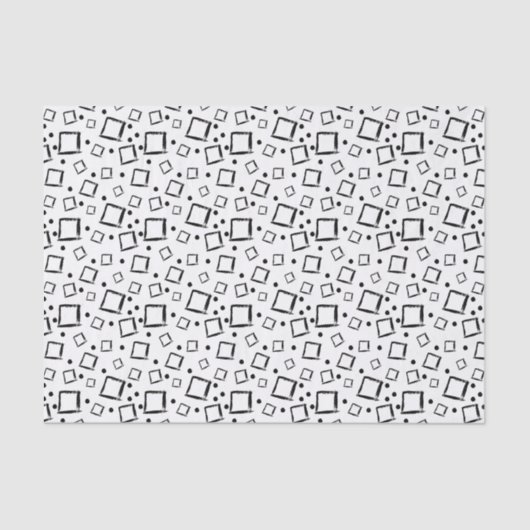 Black White Abstract Squares Collage Tissue Paper 薄葉紙 (正面)