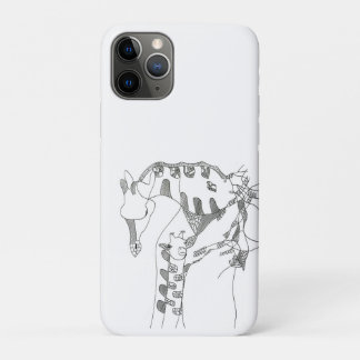 Black & white abstract stick  tapestries wood wall iPhone 11 proケース