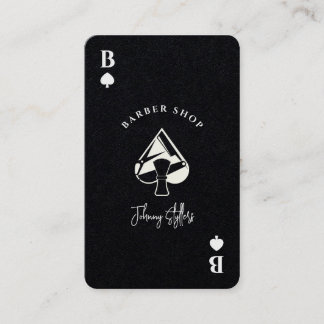 Black white Ace of spades barber shop 名刺