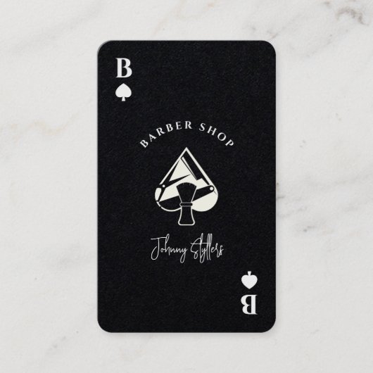 Black white Ace of spades barber shop 名刺 (正面)