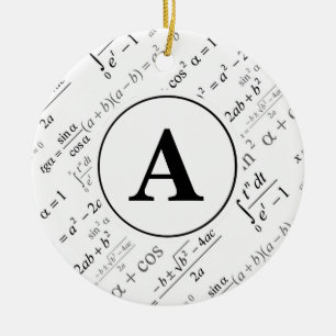 Black White Algebra Math Monogram Initial セラミックオーナメント
