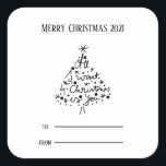 Black & White All I want 4 for Christmas script スクエアシール<br><div class="desc">『私が欲しいのは4クリスマスだけよYou'白黒デザイン、ラインアートシンプルとミニマルエレガントリストデザイン。フォトカード.Katalin Bator-Hosによって作成および設計@bhkatti</div>