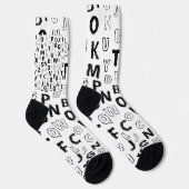 Black & White Alphabet Pattern Crew Socks ソックス (右)