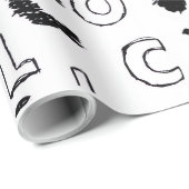 Black & White Alphabet Pattern Wrapping Paper ラッピングペーパー (ロールコーナー)