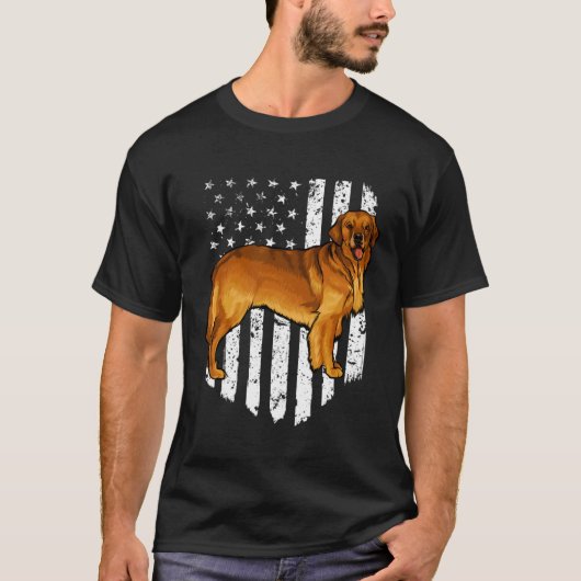 Black White American Flag Golden Retriever 4th Of Tシャツ (正面)
