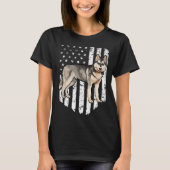 Black White American Flag Siberian Husky 4th Of Ju Tシャツ (正面)
