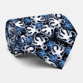 Black, White and Blue Octopus Seamless Pattern ネクタイ (ロール)