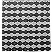 Black, white and grey diamond pattern シャワーカーテン (正面)