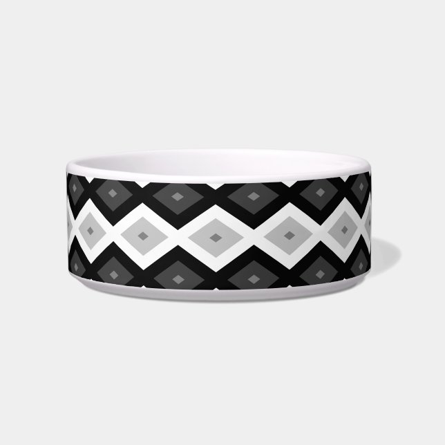 Black, white and grey diamond pattern ボウル (正面)