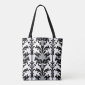 Black White and Grey Floral Damask style トートバッグ (裏面)
