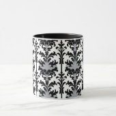 Black White and Grey Floral Damask style マグカップ (中央)