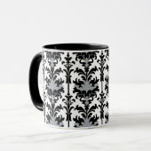 Black White and Grey Floral Damask style マグカップ (正面左)