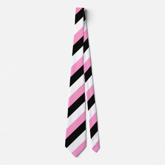 Black, White and Pink Stripes ネクタイ (正面)