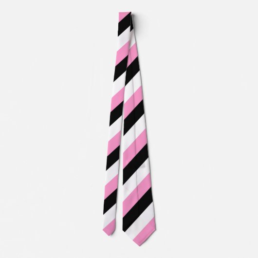 Black, White and Pink Stripes ネクタイ (裏面)