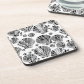 Black, White and Silver Gray Sea Shells コースター (左側)