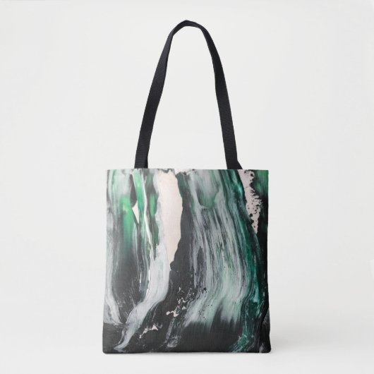Black, white, and teal abstract painting トートバッグ (正面)