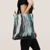 Black, white, and teal abstract painting トートバッグ (クローズアップ)