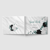 black white and teal flowers gray botanical marble ゲストブック (全面)