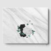 black white and teal flowers gray botanical marble ゲストブック (裏面)