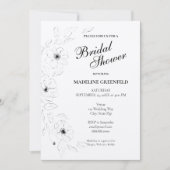 Black & White Anemone Floral Wedding Bridal Shower 招待状 (正面)