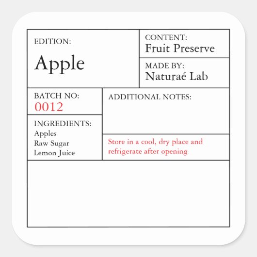 Black & White Apothecary Apple label スクエアシール (正面)