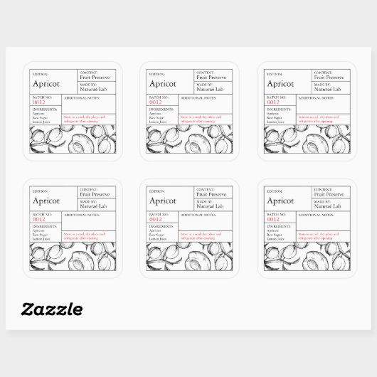 Black & White Apothecary Apricot label スクエアシール (シート)