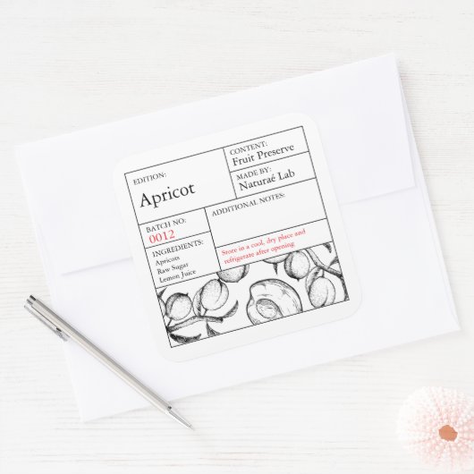 Black & White Apothecary Apricot label スクエアシール (封筒)