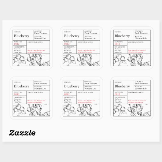 Black & White Apothecary Blueberry label スクエアシール (シート)