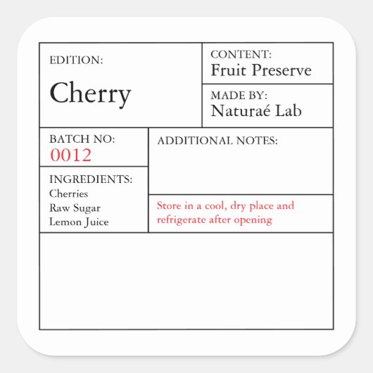 Black & White Apothecary Cherry label スクエアシール (正面)