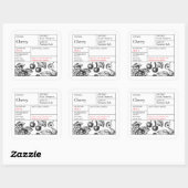 Black & White Apothecary Cherry label スクエアシール (シート)