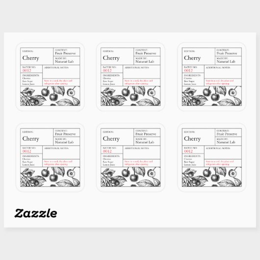 Black & White Apothecary Cherry label スクエアシール (シート)