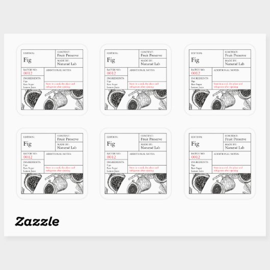 Black & White Apothecary Fig label スクエアシール (シート)