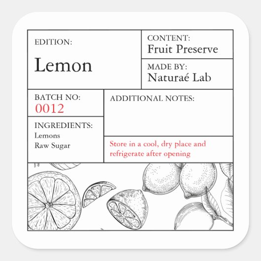 Black & White Apothecary Lemon label スクエアシール (正面)
