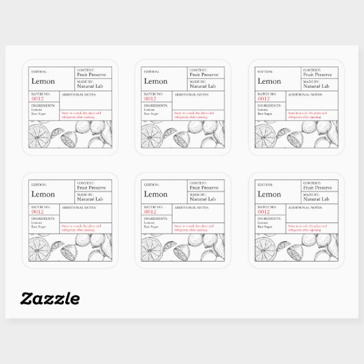 Black & White Apothecary Lemon label スクエアシール (シート)