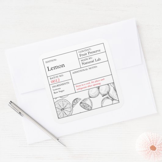 Black & White Apothecary Lemon label スクエアシール (封筒)