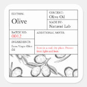 Black & White Apothecary Olive label スクエアシール (正面)