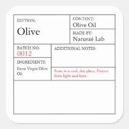 Black & White Apothecary Olive label スクエアシール