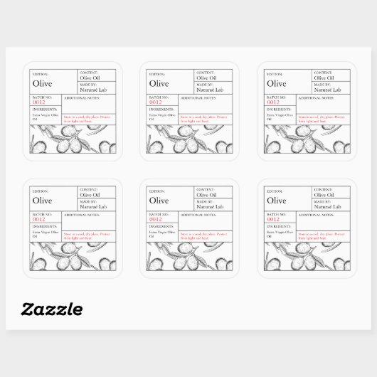 Black & White Apothecary Olive label スクエアシール (シート)