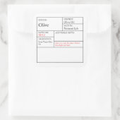 Black & White Apothecary Olive label スクエアシール (バッグ)