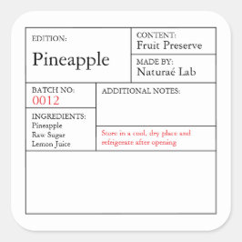 Black & White Apothecary Pineapple label スクエアシール