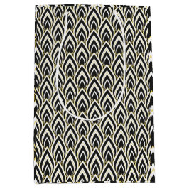 Black & White Art Deco  ミディアムペーパーバッグ