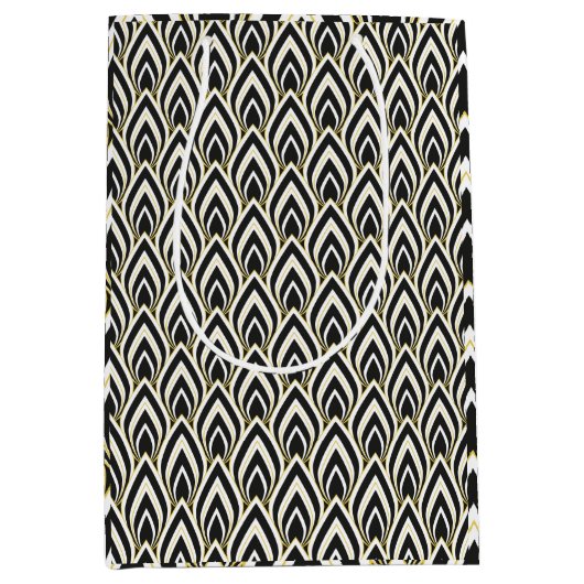 Black & White Art Deco  ミディアムペーパーバッグ (正面)