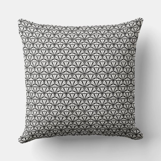 Black White Art Deco Geometric Pattern クッション (裏面)